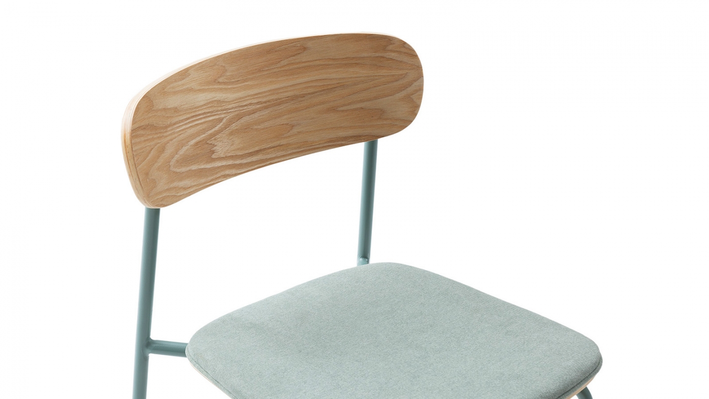 Lot de 2 chaises en tissu aigue-marine et effet bois - Svala