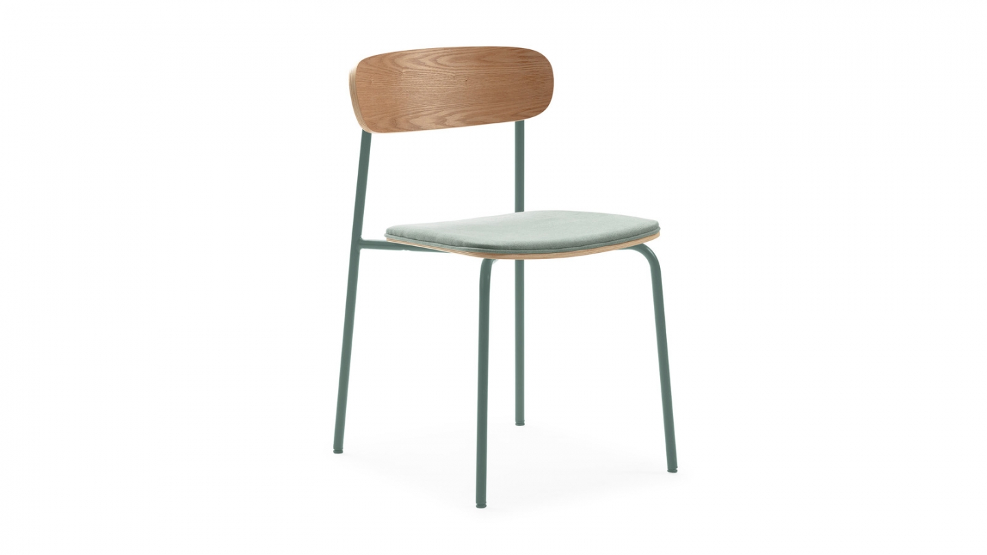 Lot de 2 chaises en tissu aigue-marine et effet bois - Svala