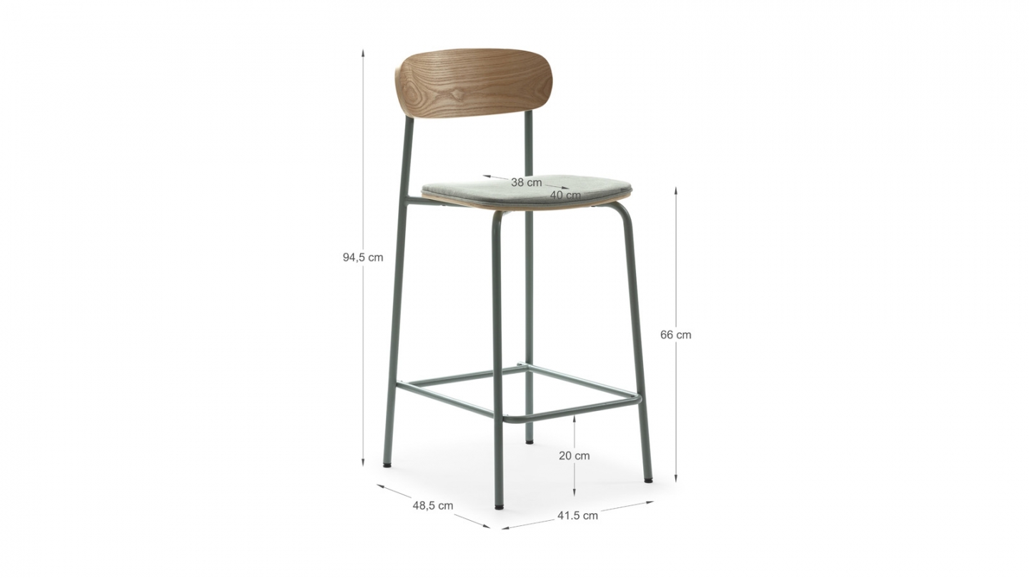 Lot de 2 tabourets de bar en tissu aigue-marine et effet bois - Svala