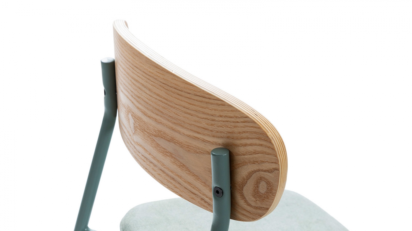 Lot de 2 tabourets de bar en tissu aigue-marine et effet bois - Svala