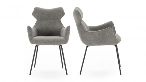 Lot de 2 fauteuils de table en tissu gris - Iconic