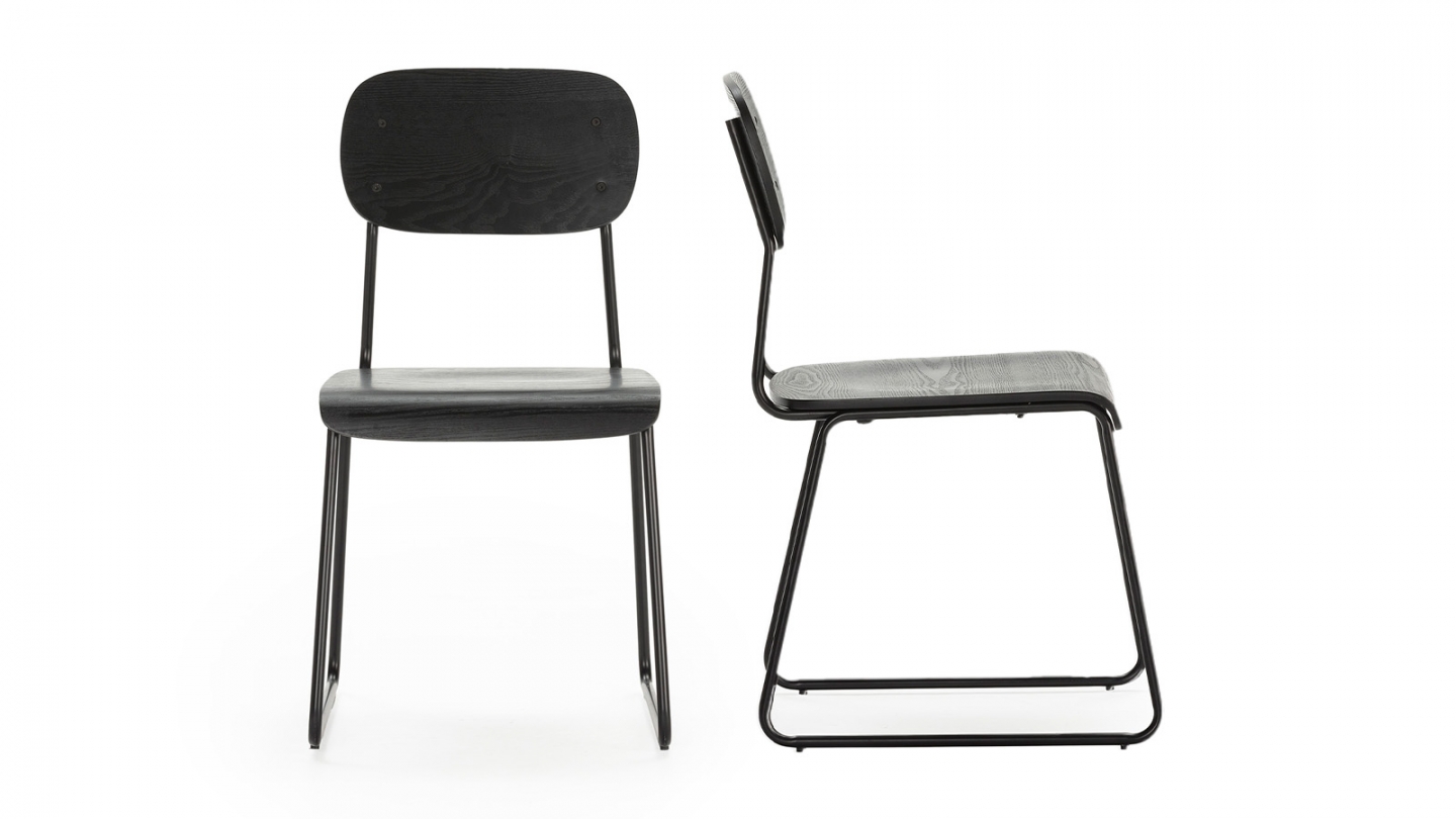 Lot de 2 chaises effet bois noir - Eken