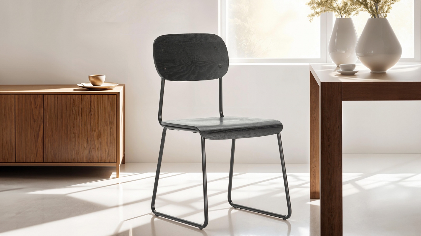 Lot de 2 chaises effet bois noir - Eken