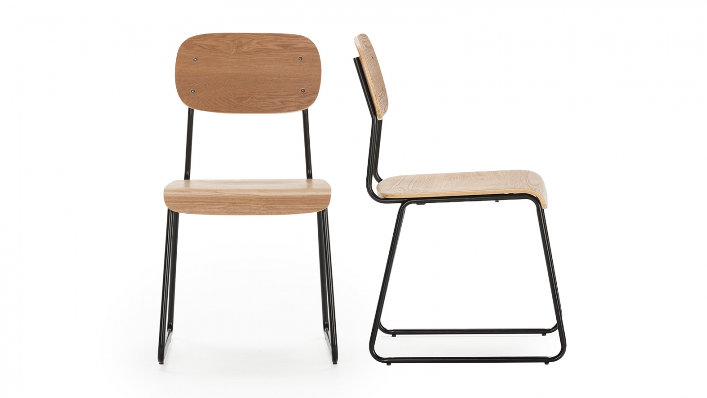 Lot de 2 chaises effet bois bois - Eken