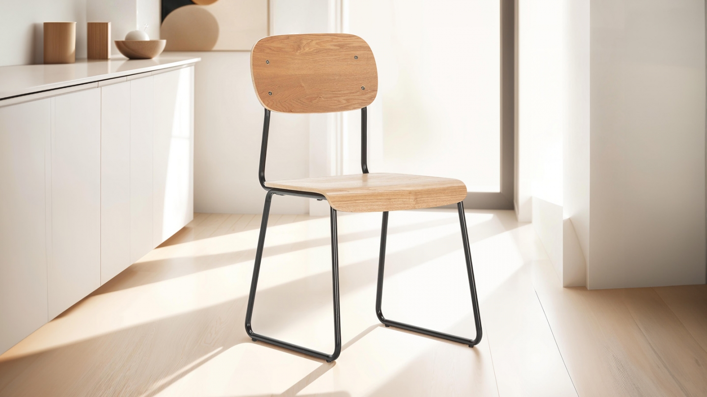 Lot de 2 chaises effet bois bois - Eken