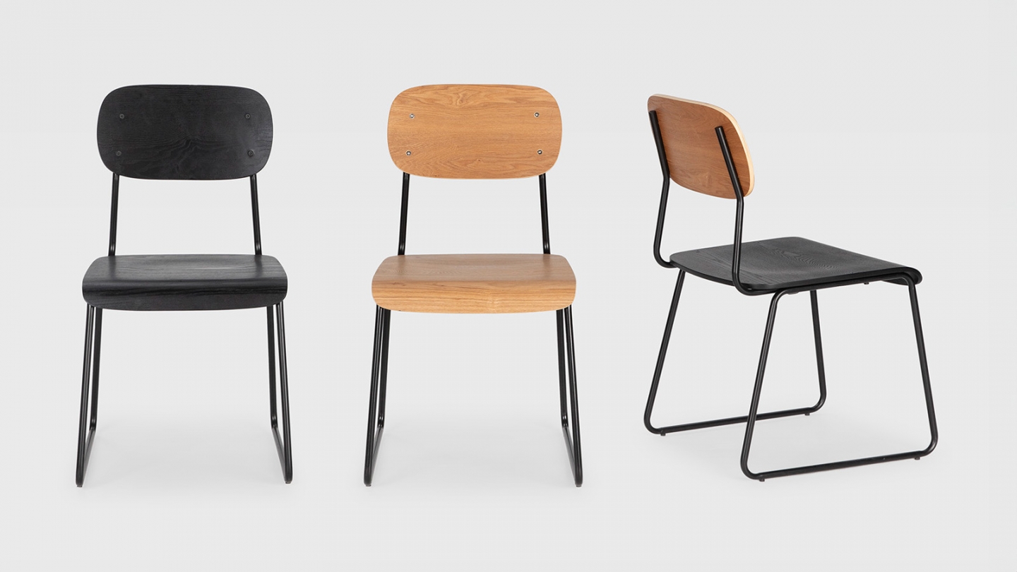 Lot de 2 chaises effet bois noir - Eken
