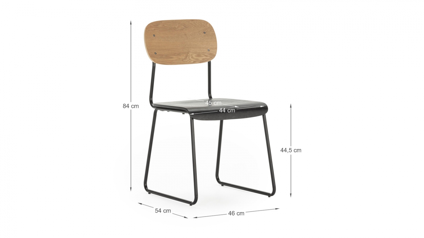 Lot de 2 chaises effet bois noir - Eken