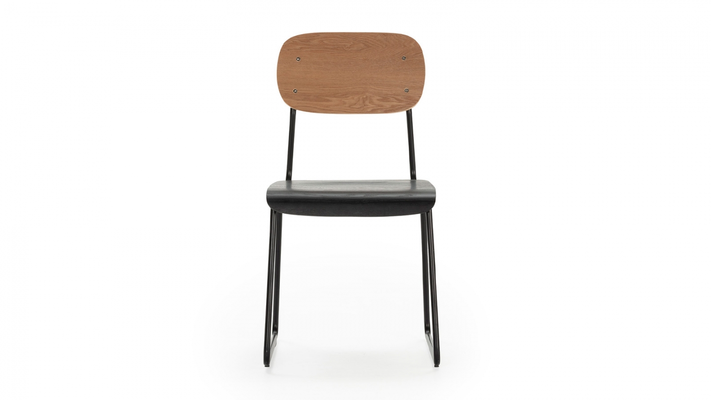 Lot de 2 chaises effet bois noir - Eken