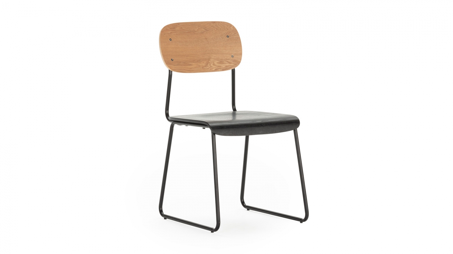 Lot de 2 chaises effet bois noir - Eken