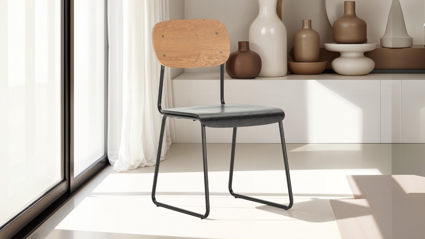 Lot de 2 chaises effet bois noir - Eken