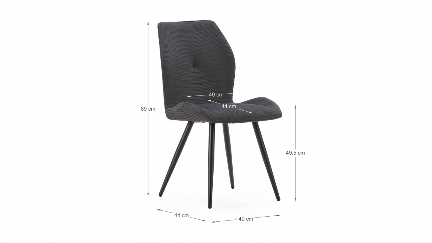 Lot de 2 chaises en velours côtelé noir - Lykke