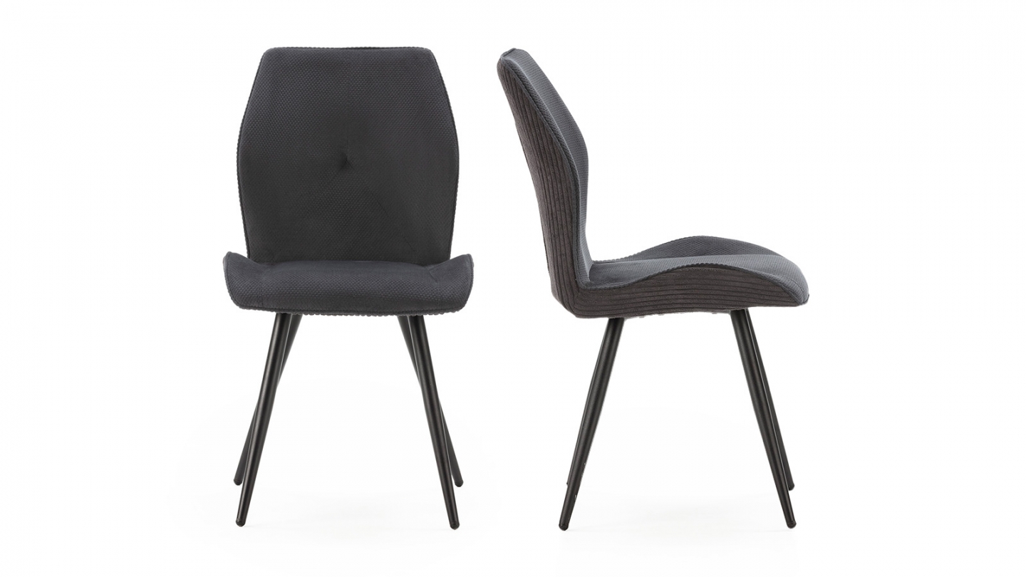 Lot de 2 chaises en velours côtelé noir - Lykke