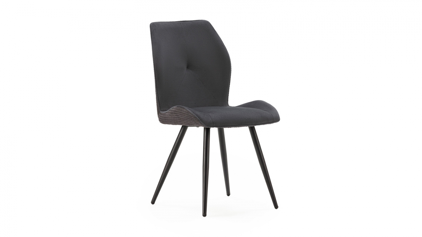 Lot de 2 chaises en velours côtelé noir - Lykke