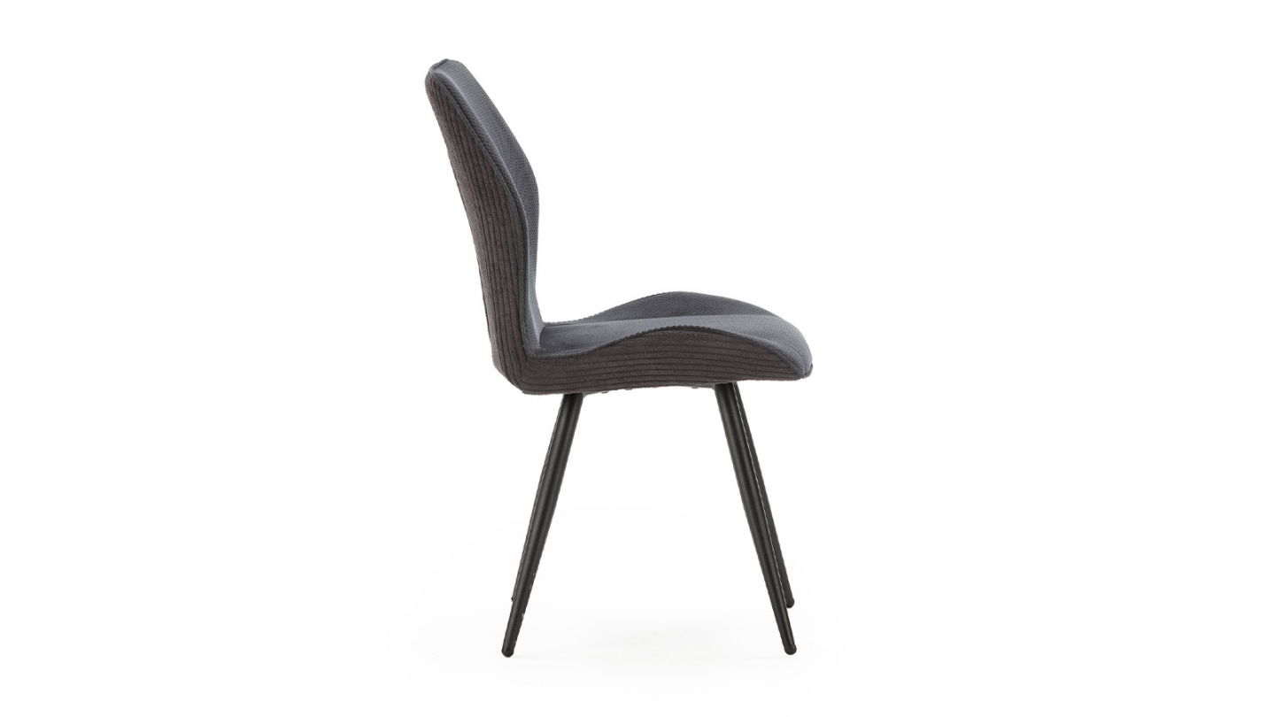 Lot de 2 chaises en velours côtelé noir - Lykke