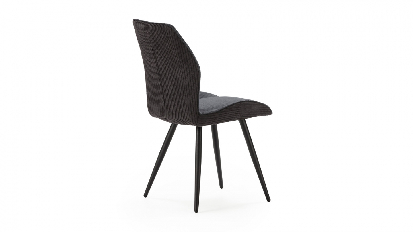 Lot de 2 chaises en velours côtelé noir - Lykke