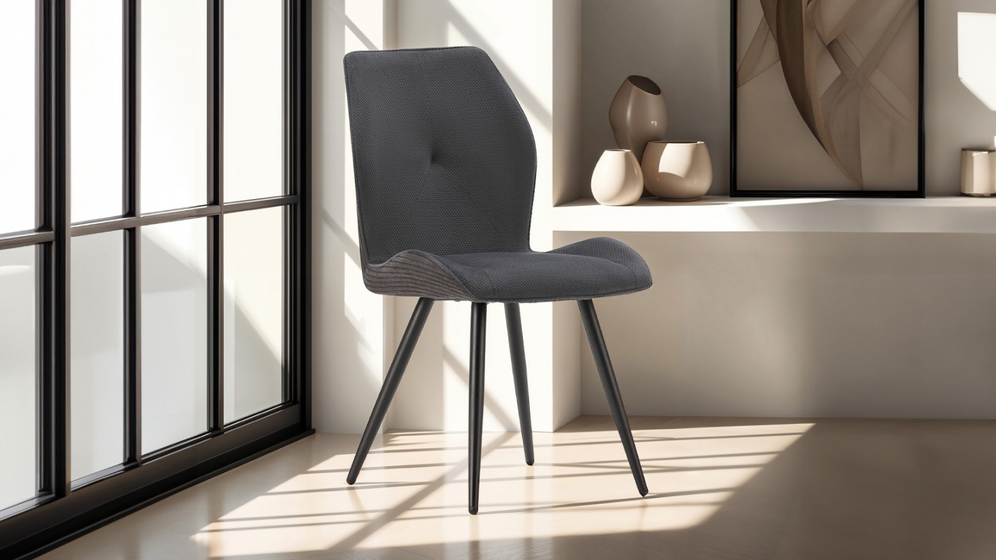 Lot de 2 chaises en velours côtelé noir - Lykke