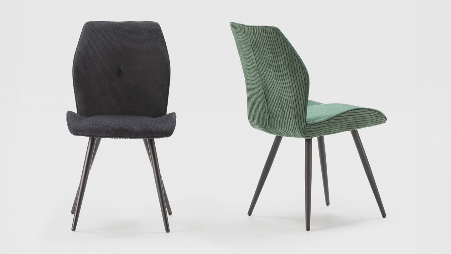 Lot de 2 chaises en velours côtelé vert - Lykke