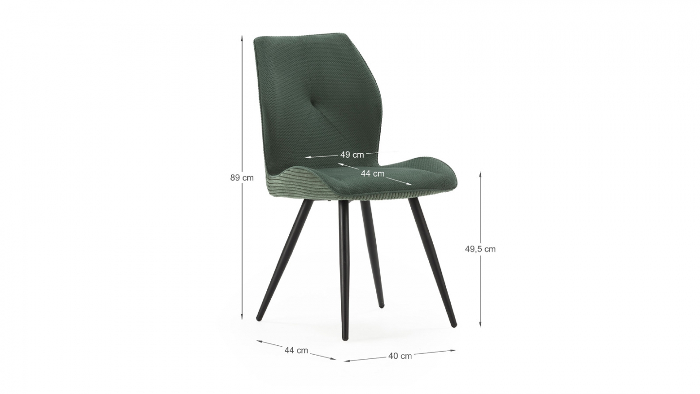 Lot de 2 chaises en velours côtelé vert - Lykke
