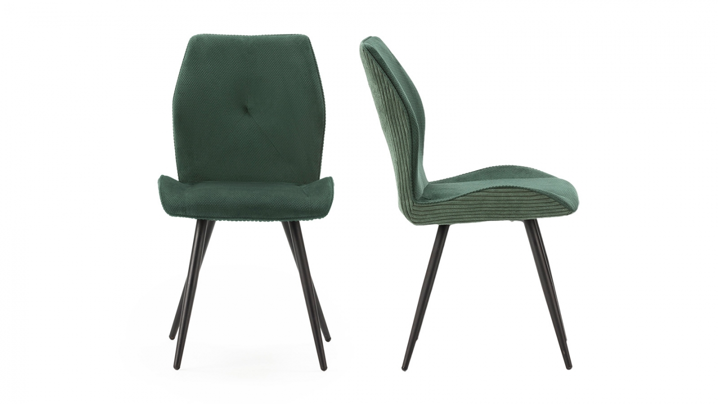 Lot de 2 chaises en velours côtelé vert - Lykke