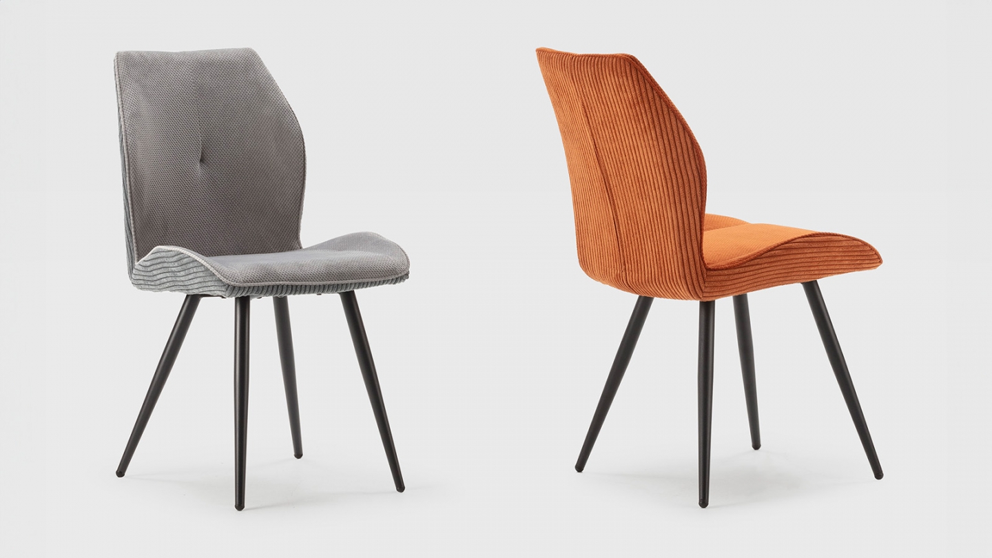 Lot de 2 chaises en velours côtelé gris - Lykke