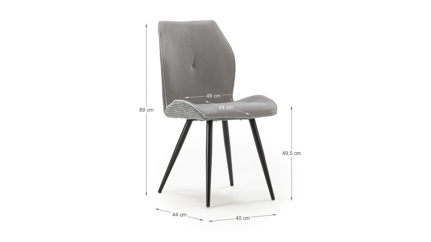 Lot de 2 chaises en velours côtelé gris - Lykke