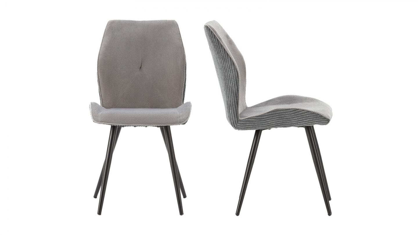 Lot de 2 chaises en velours côtelé gris - Lykke