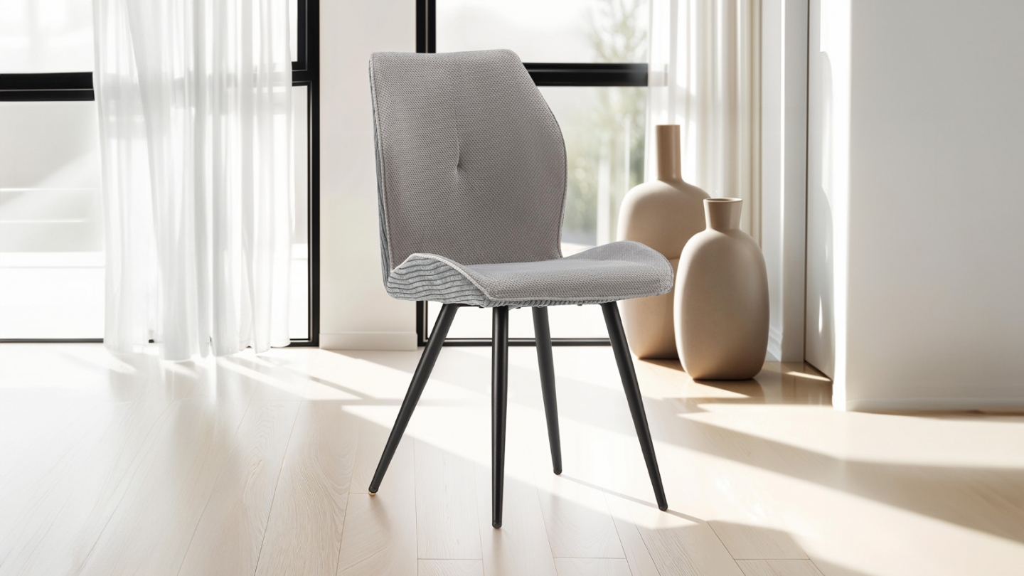 Lot de 2 chaises en velours côtelé gris - Lykke