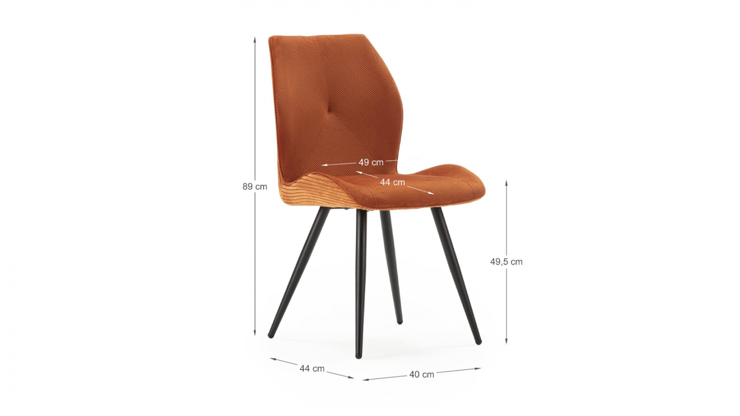 Lot de 2 chaises en velours côtelé rouille - Lykke