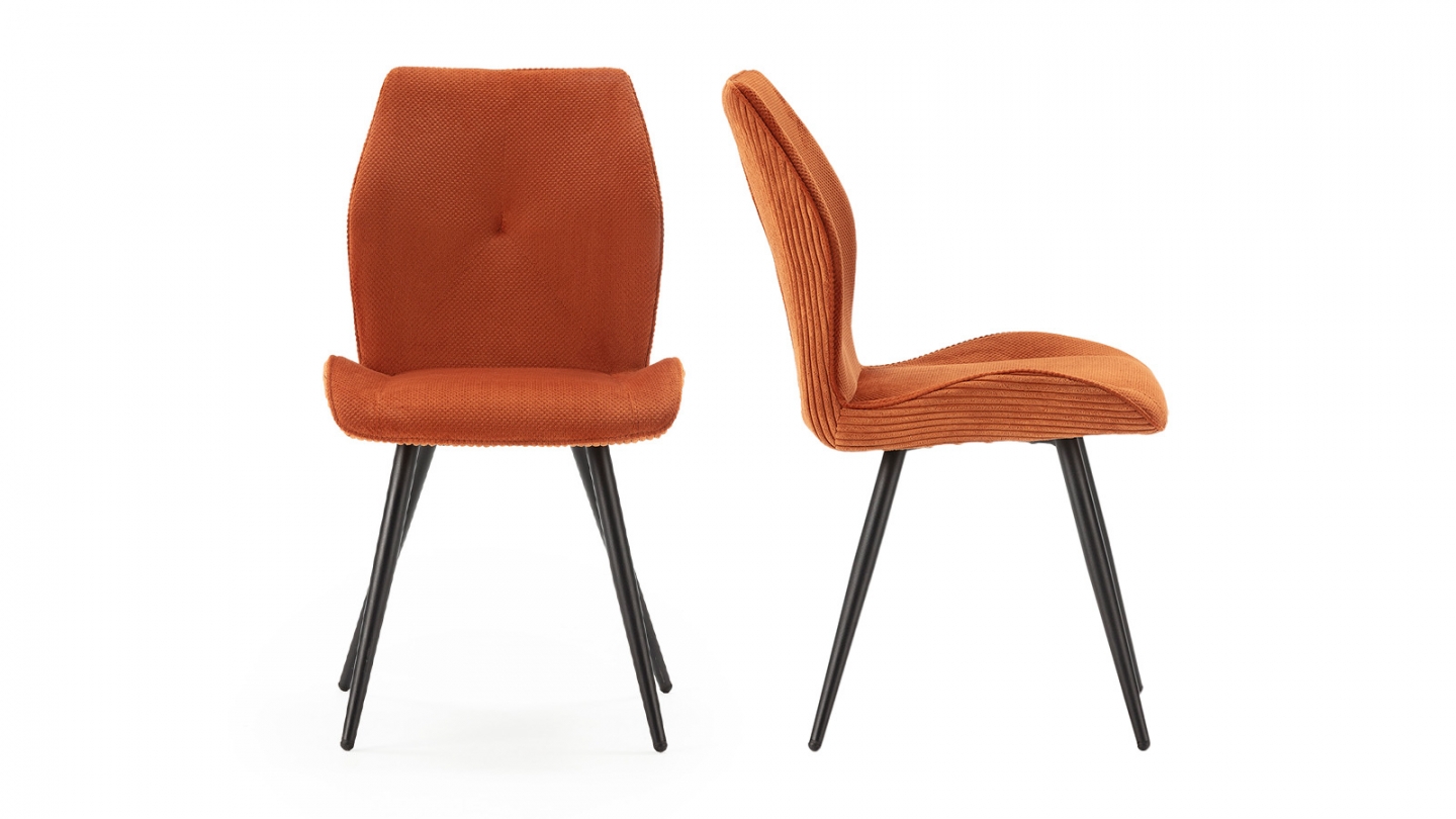Lot de 2 chaises en velours côtelé rouille - Lykke