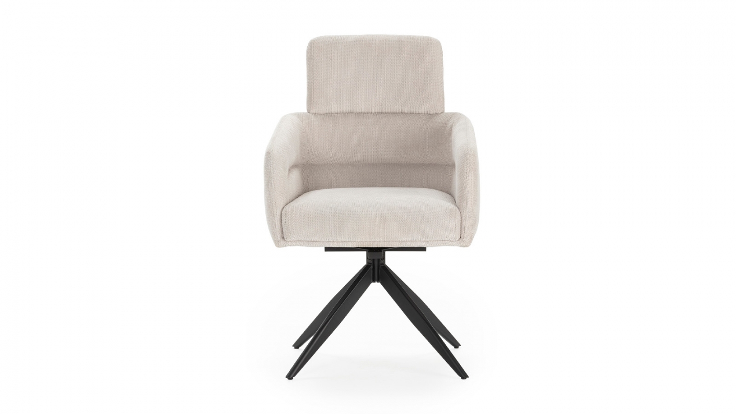 Lot de 2 fauteuils de table pivotants en tissu gris clair - Alvar