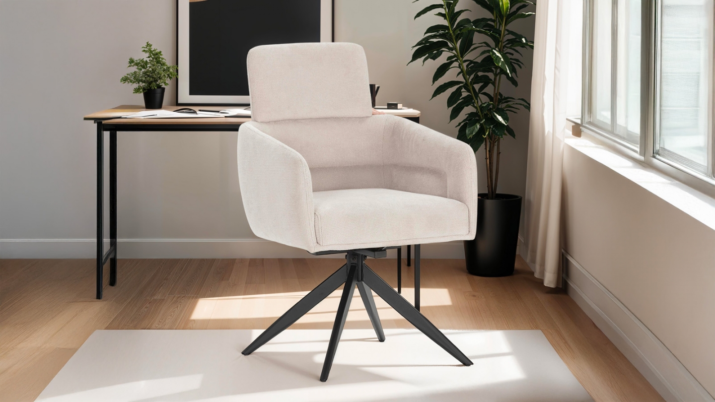 Lot de 2 fauteuils de table pivotants en tissu gris clair - Alvar