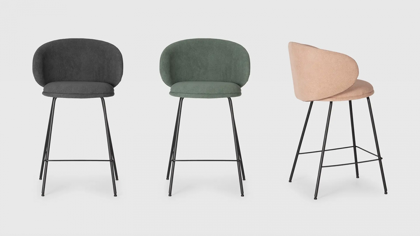 Lot de 2 tabourets de bar en tissu rose pâle - Cocoon