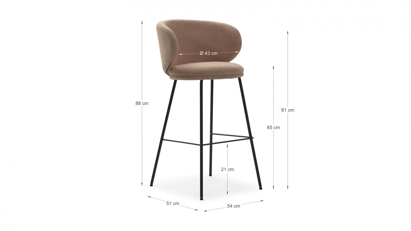 Lot de 2 tabourets de bar en tissu rose pâle - Cocoon