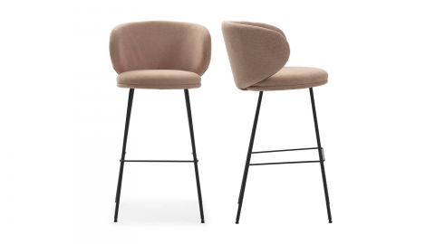 Lot de 2 tabourets de bar en tissu rose pâle - Cocoon