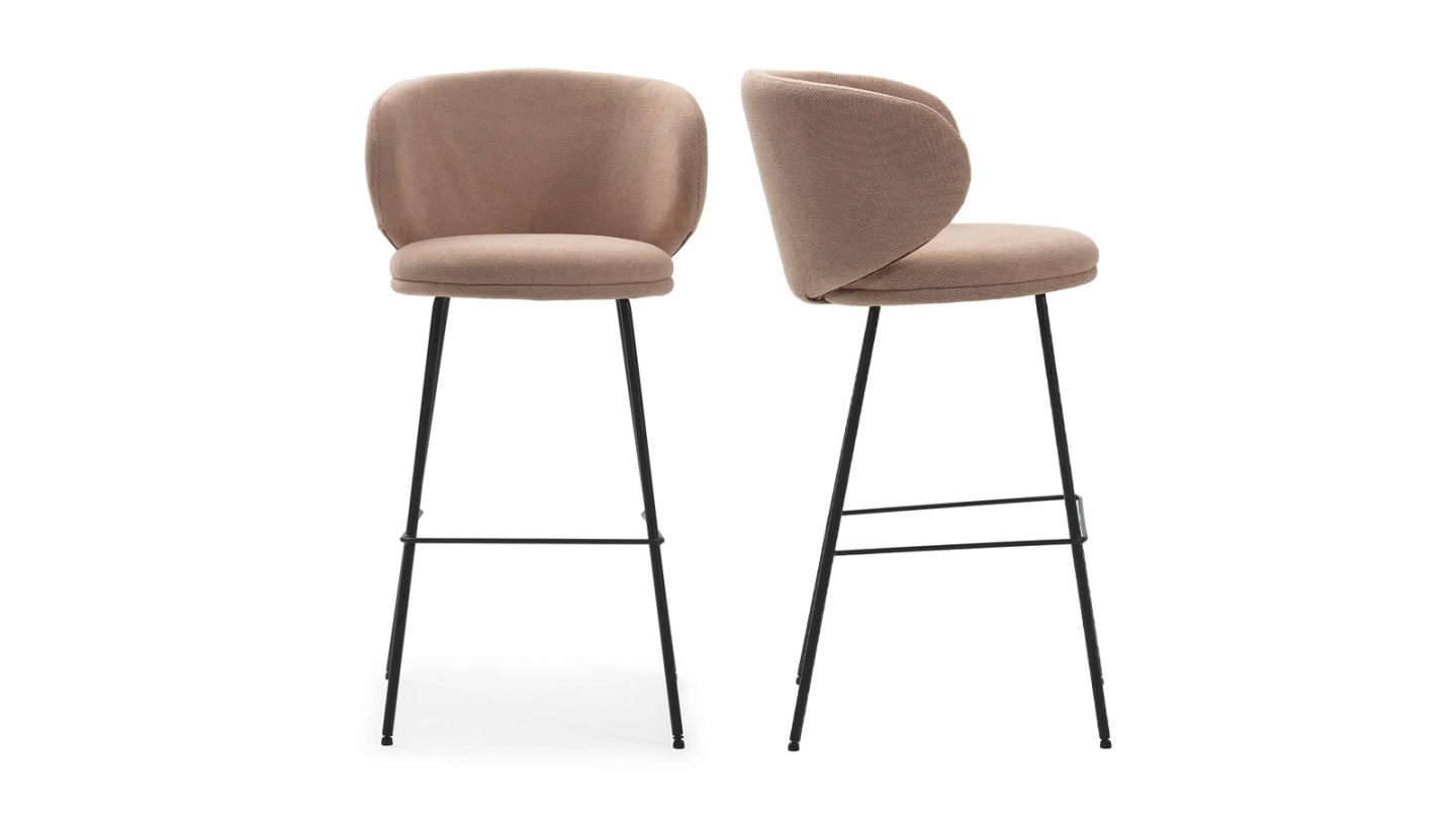 Lot de 2 tabourets de bar en tissu rose pâle - Cocoon