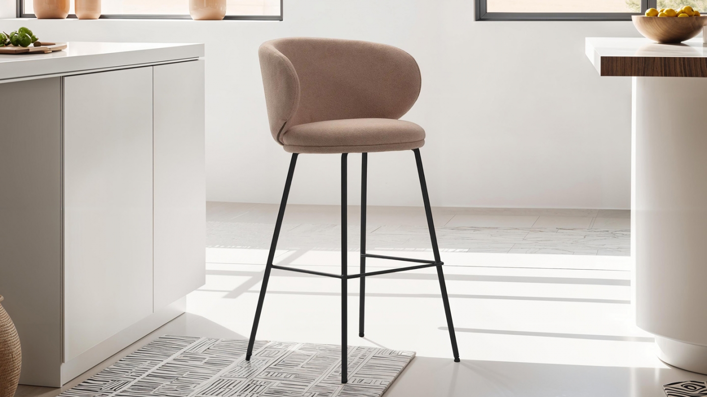 Lot de 2 tabourets de bar en tissu rose pâle - Cocoon
