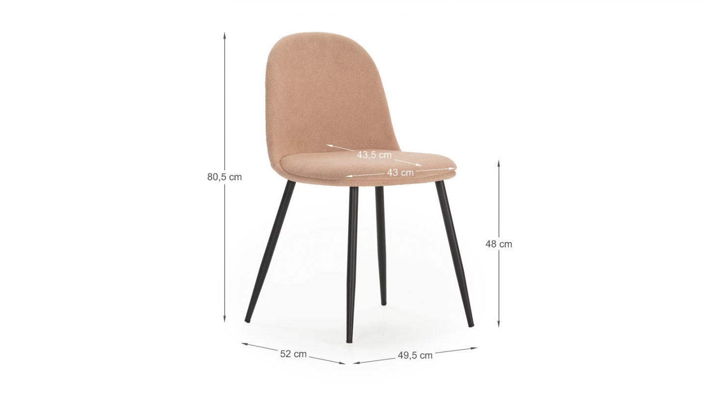 Lot de 4 chaises en tissu rose pâle - Haven