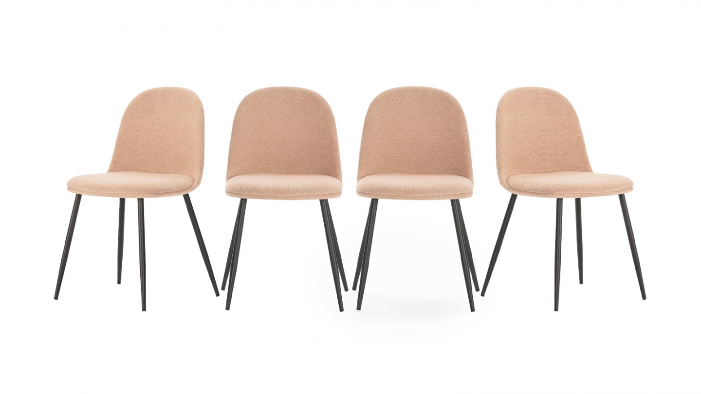 Lot de 4 chaises en tissu rose pâle - Haven