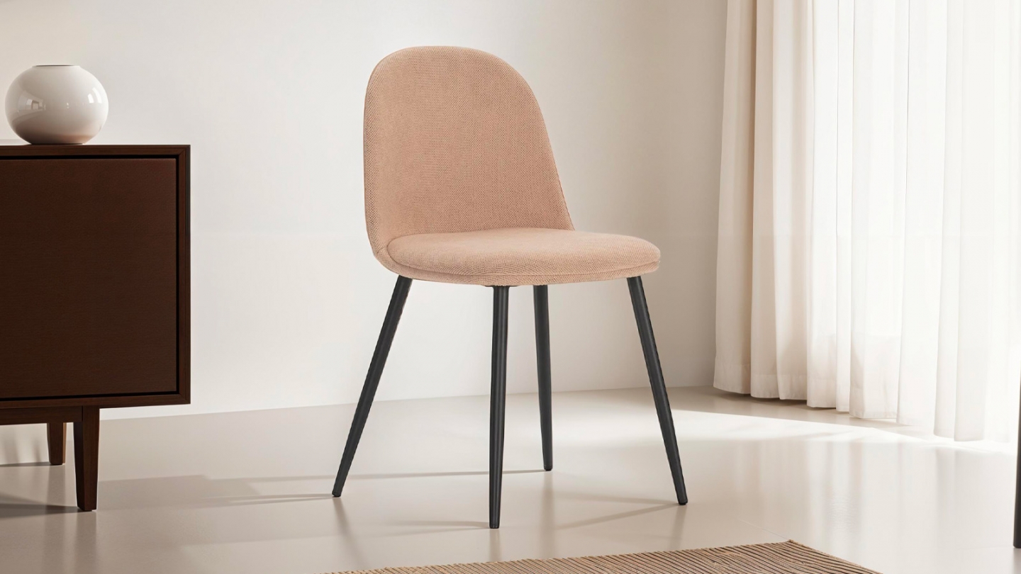 Lot de 4 chaises en tissu rose pâle - Haven