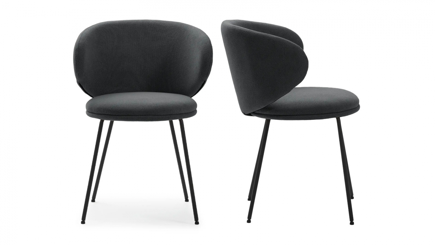 Lot de 2 chaises en tissu gris foncé - Cocoon