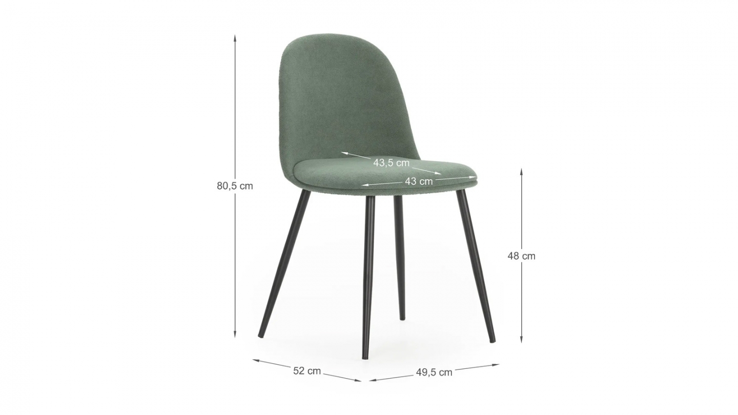 Lot de 4 chaises en tissu vert - Haven