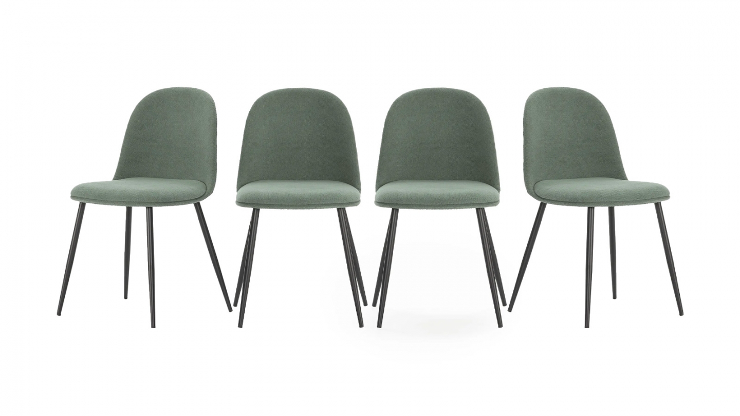 Lot de 4 chaises en tissu vert - Haven
