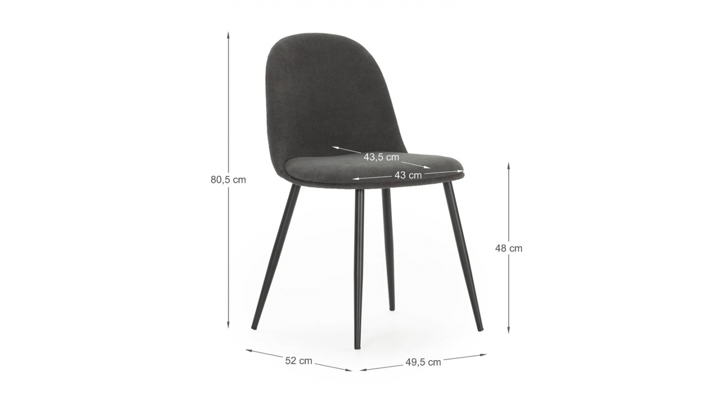 Lot de 4 chaises en tissu gris foncé - Haven