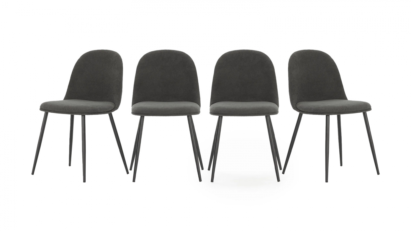 Lot de 4 chaises en tissu gris foncé - Haven
