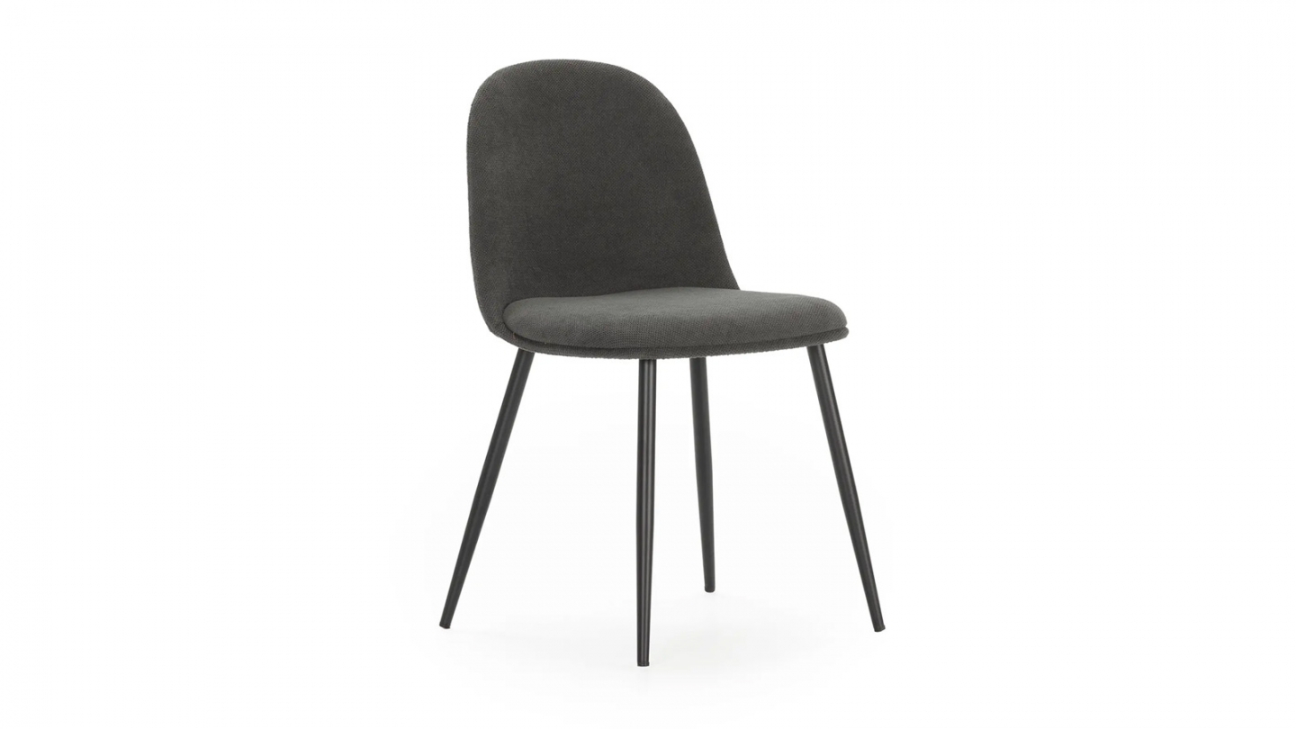 Lot de 4 chaises en tissu gris foncé - Haven