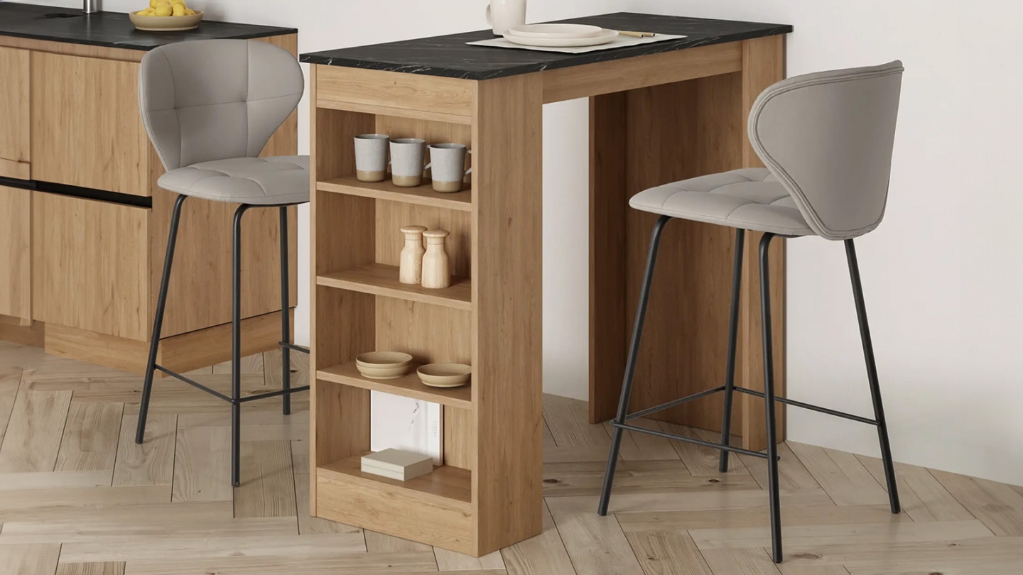 Lot de 2 tabourets de bar en tissu beige - Svea