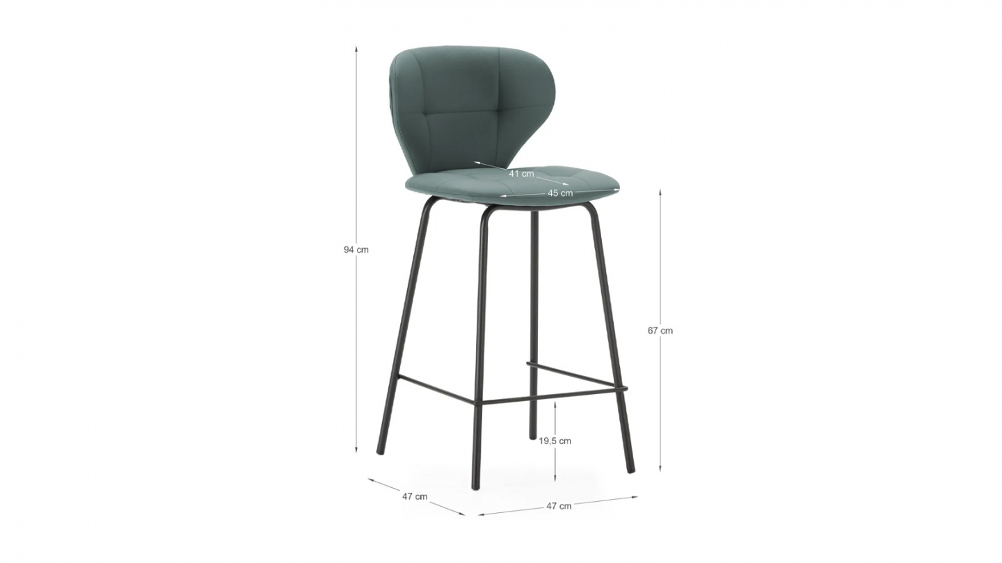 Lot de 2 tabourets de bar en tissu vert - Svea