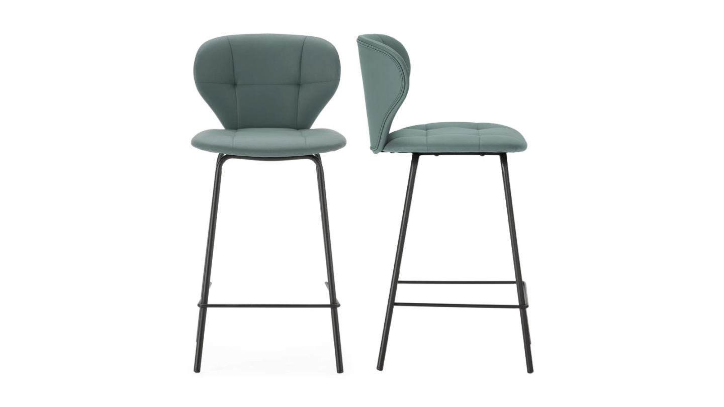 Lot de 2 tabourets de bar en tissu vert - Svea