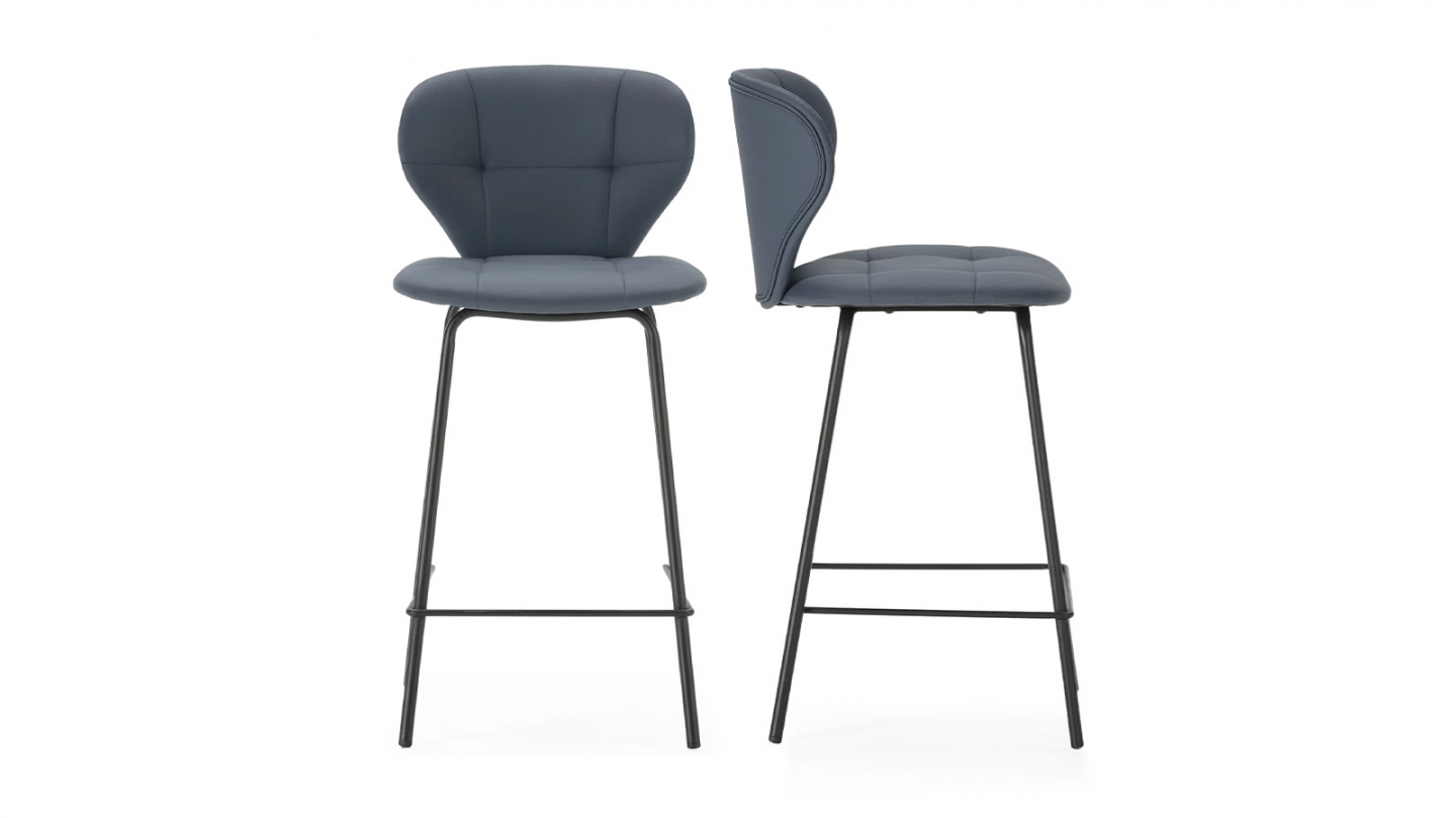 Lot de 2 tabourets de bar en tissu gris foncé - Svea