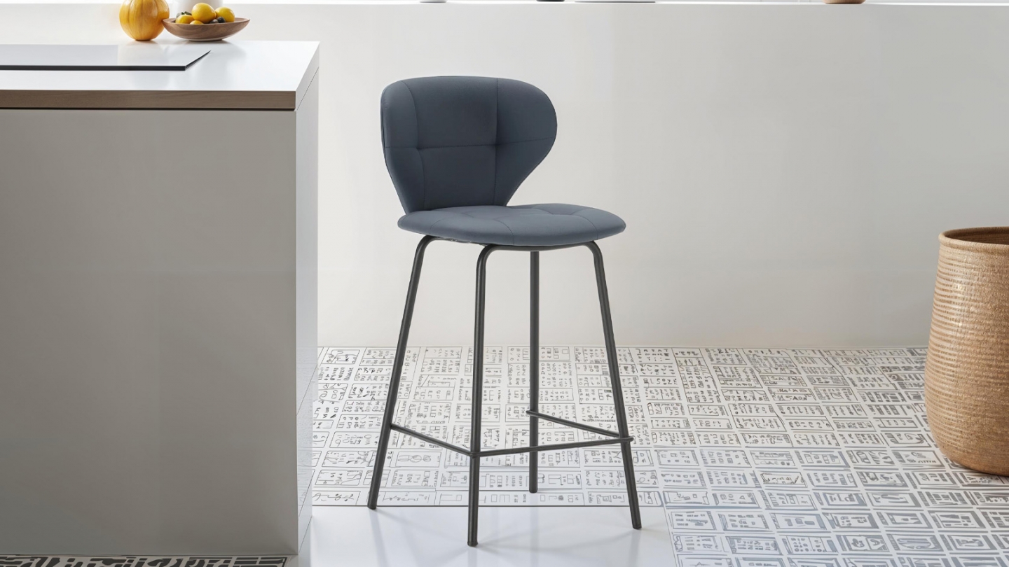 Lot de 2 tabourets de bar en tissu gris foncé - Svea